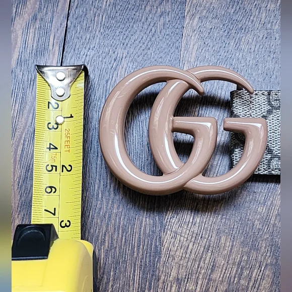 $599 Brand New Gucci GG Marmont Supreme Belt Canvas Nude 90/36 Enamel Buckle - Picture 3 of 8